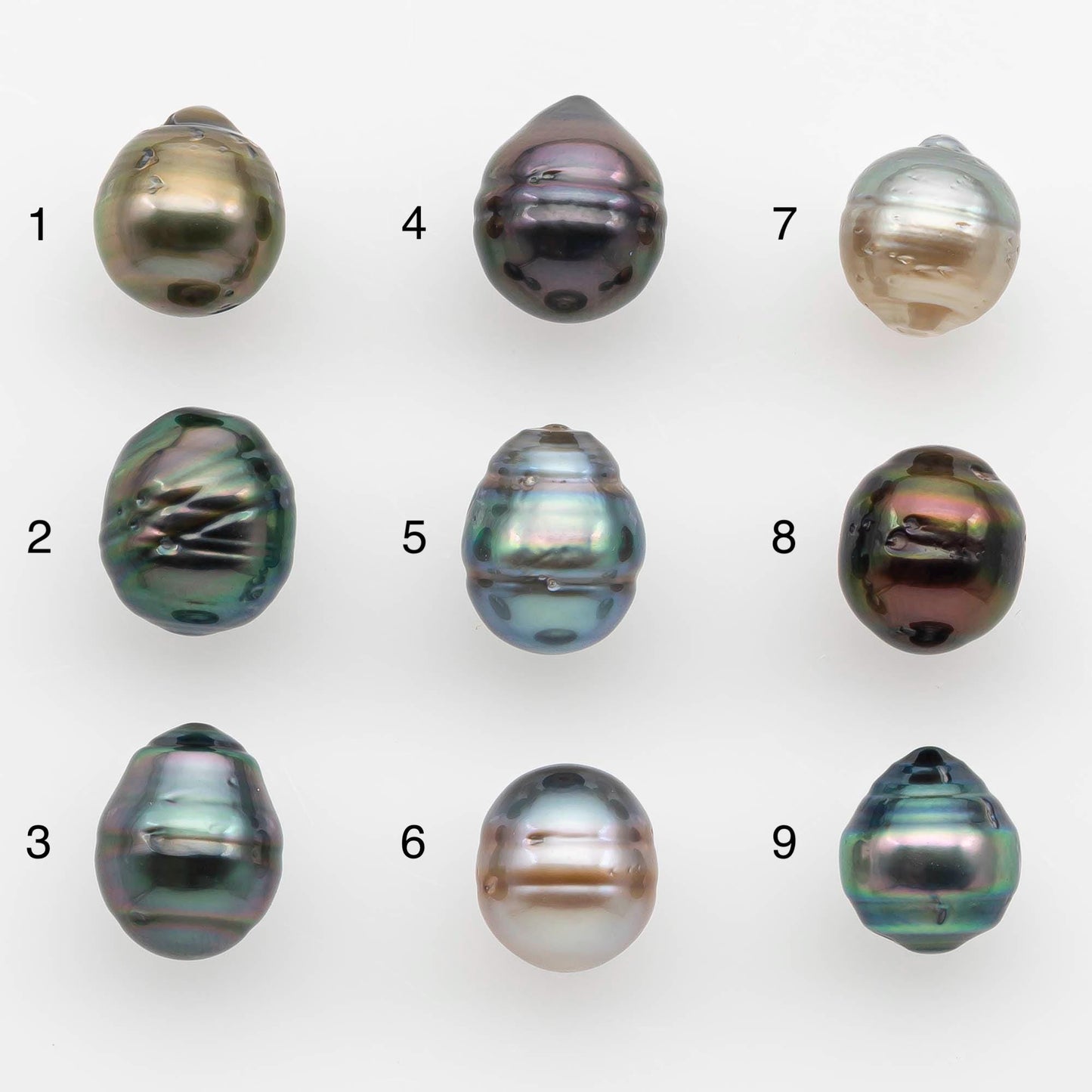 8-9mm Natural Color Tahitian Pearl Drop Shape Loose Single Piece Undrilled in High Luster and Minor Blemishes, SKU # 2625TH