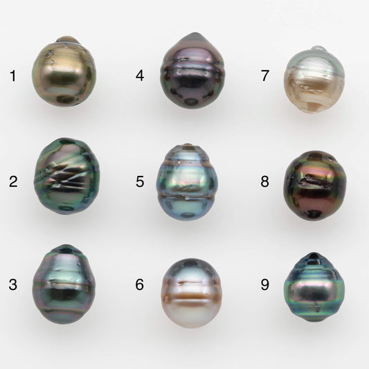 8-9mm Natural Color Tahitian Pearl Drop Shape Loose Single Piece Undrilled in High Luster and Minor Blemishes, SKU # 2625TH