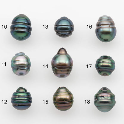 8-9mm Natural Color Tahitian Pearl Drop Shape Loose Single Piece Undrilled in High Luster and Minor Blemishes, SKU # 2626TH
