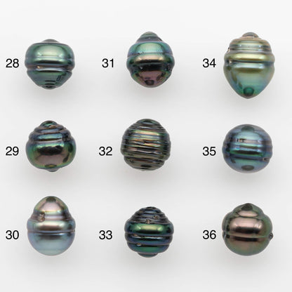 8-9mm Natural Color Tahitian Pearl Drop Shape Loose Single Piece Undrilled in High Luster and Minor Blemishes, SKU # 2626TH