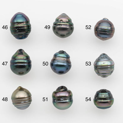8-9mm Natural Color Tahitian Pearl Drop Shape Loose Single Piece Undrilled in High Luster and Minor Blemishes, SKU # 2626TH