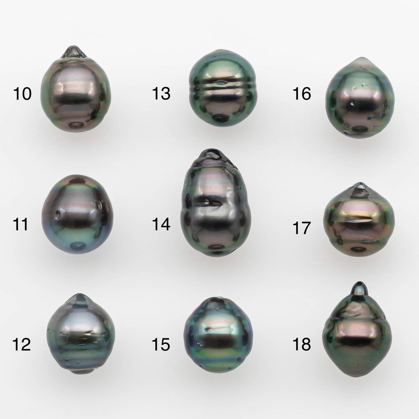 8-9mm Natural Color Tahitian Pearl Drop Shape Loose Single Piece Undrilled in High Luster and Minor Blemishes, SKU # 2627TH