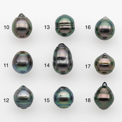 8-9mm Natural Color Tahitian Pearl Drop Shape Loose Single Piece Undrilled in High Luster and Minor Blemishes, SKU # 2627TH