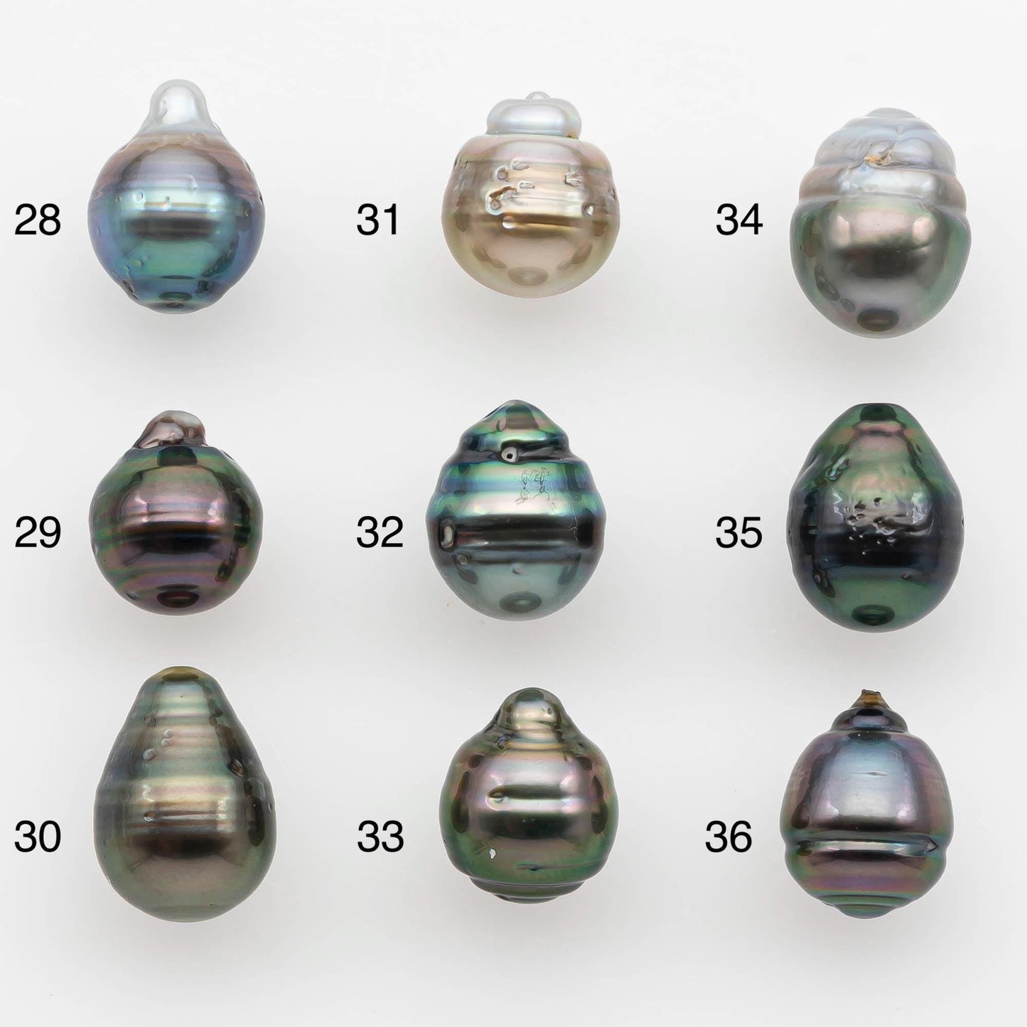 8-9mm Natural Color Tahitian Pearl Drop Shape Loose Single Piece Undrilled in High Luster and Minor Blemishes, SKU # 2627TH