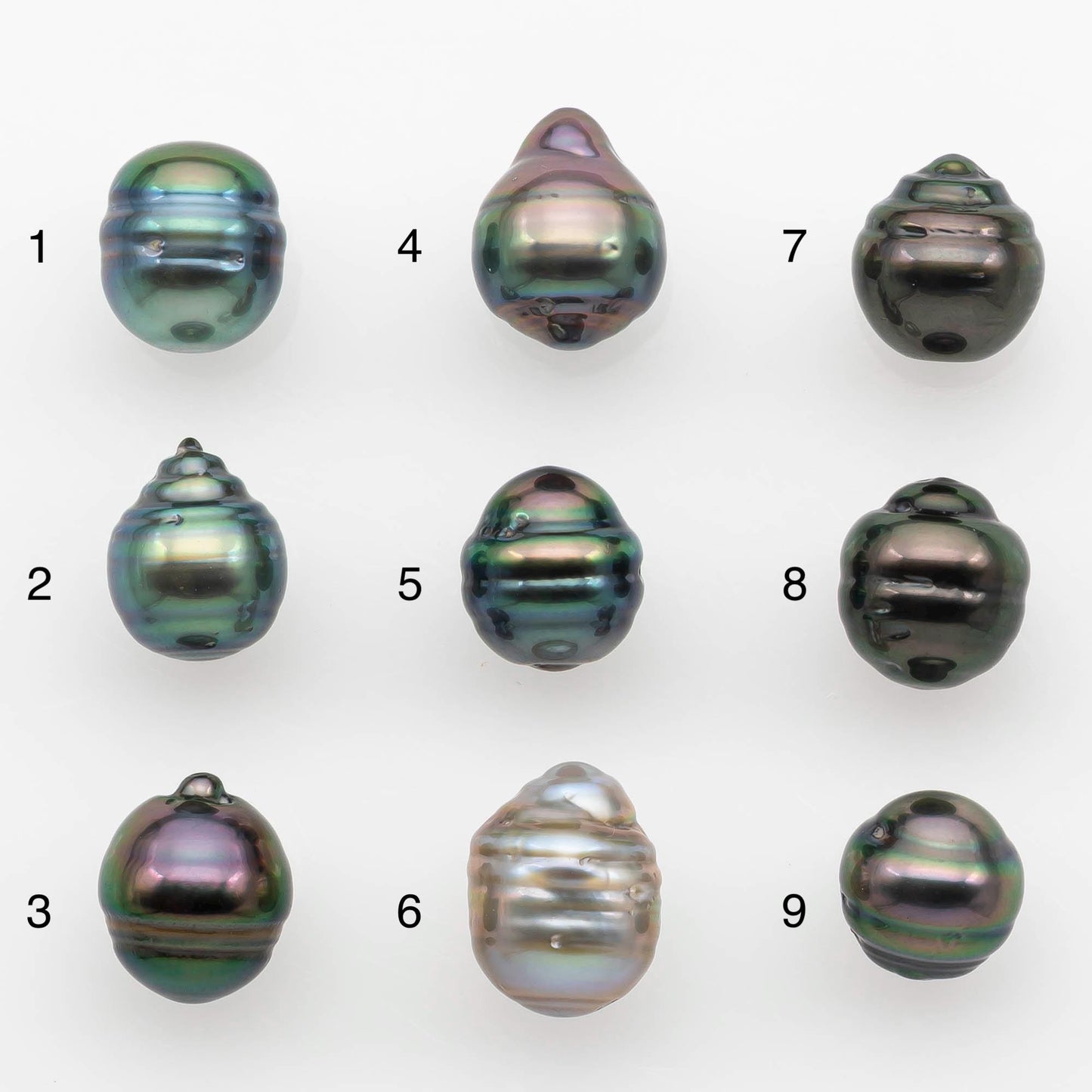 8-9mm Natural Color Tahitian Pearl Drop Shape Loose Single Piece Undrilled in High Luster and Minor Blemishes, SKU # 2628TH