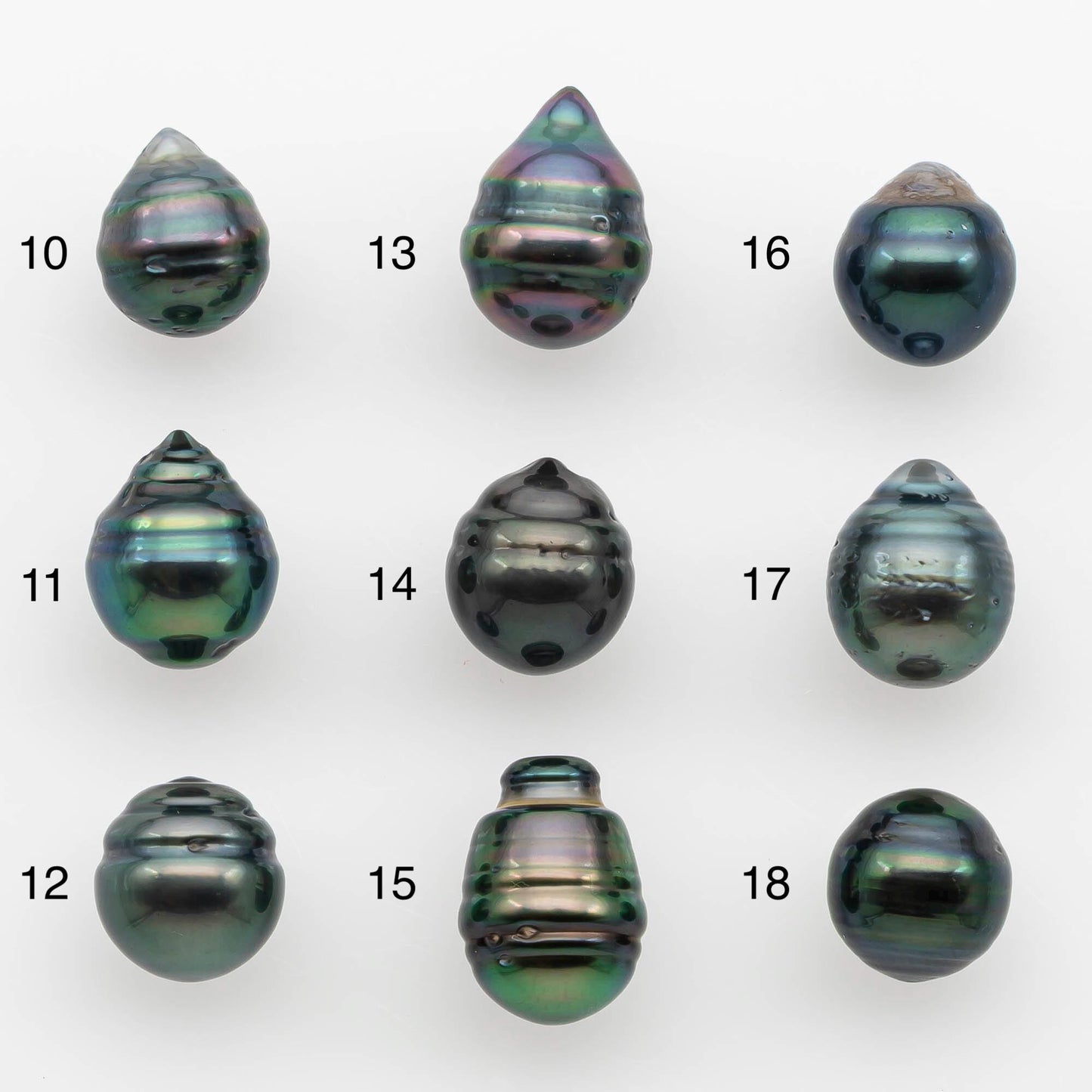 8-9mm Natural Color Tahitian Pearl Drop Shape Loose Single Piece Undrilled in High Luster and Minor Blemishes, SKU # 2628TH