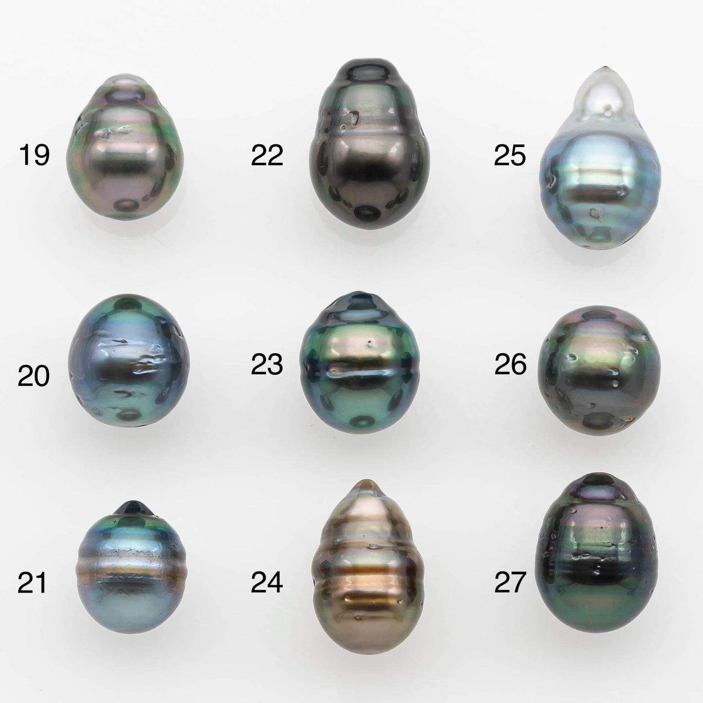 8-9mm Natural Color Tahitian Pearl Drop Shape Loose Single Piece Undrilled in High Luster and Minor Blemishes, SKU # 2628TH