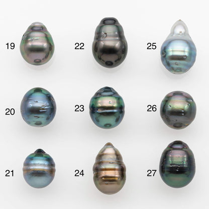 8-9mm Natural Color Tahitian Pearl Drop Shape Loose Single Piece Undrilled in High Luster and Minor Blemishes, SKU # 2628TH