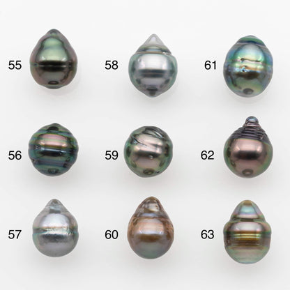 8-9mm Natural Color Tahitian Pearl Drop Shape Loose Single Piece Undrilled in High Luster and Minor Blemishes, SKU # 2628TH