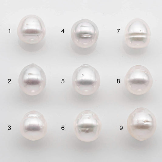 9-10mm Drop South Sea Pearl with High Luster and Natural White Color with Minor Blemish, Loose Single Pice Undrilled, SKU # 2545SS