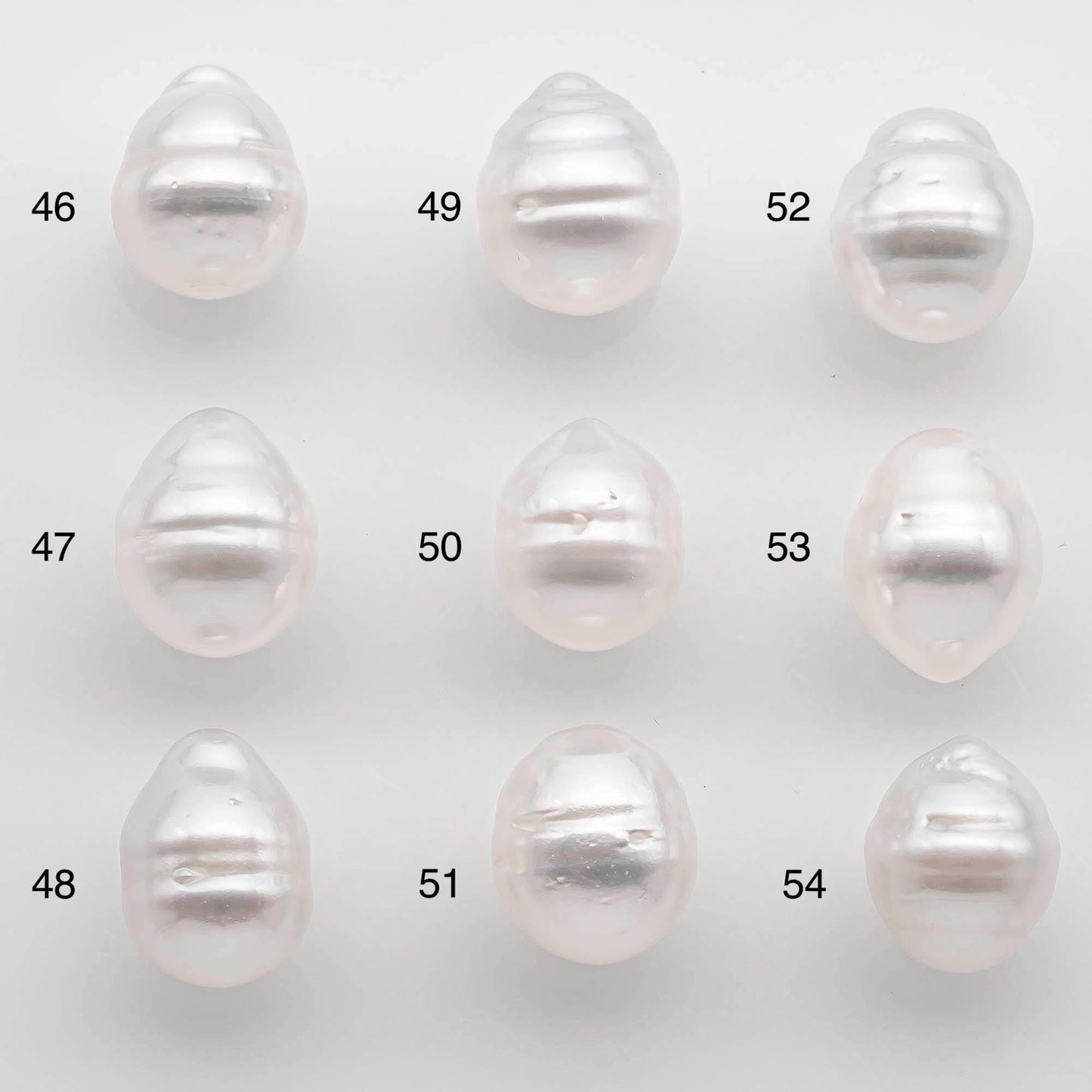 9-10mm Drop South Sea Pearl with High Luster and Natural White Color with Minor Blemish, Loose Single Pice Undrilled, SKU # 2546SS