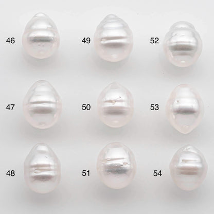 9-10mm Drop South Sea Pearl with High Luster and Natural White Color with Minor Blemish, Loose Single Pice Undrilled, SKU # 2546SS