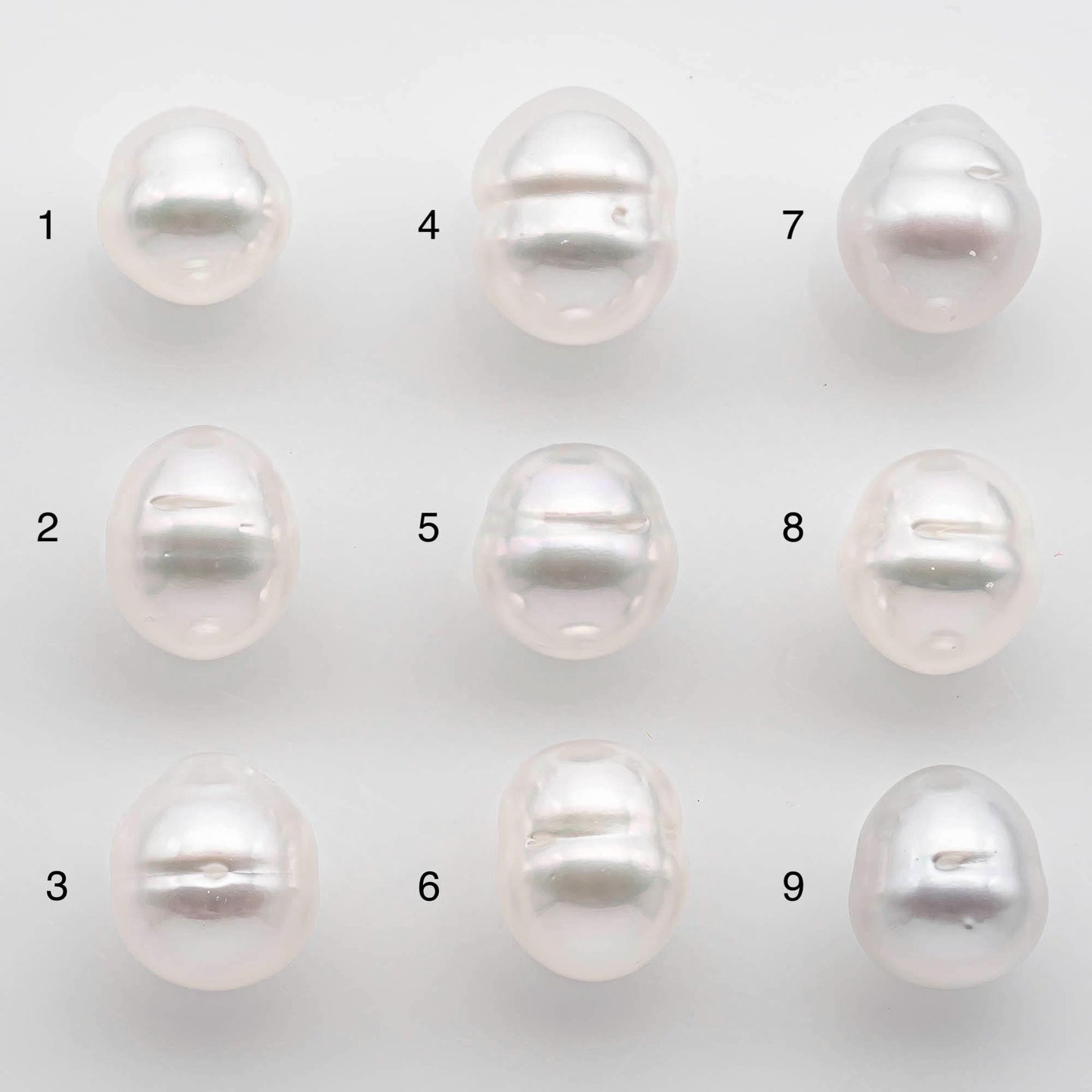 9-10mm Drop South Sea Pearl with High Luster and Natural White Color with Minor Blemish, Loose Single Pice Undrilled, SKU # 2546SS