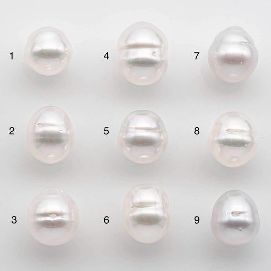 9-10mm Drop South Sea Pearl with High Luster and Natural White Color with Minor Blemish, Loose Single Pice Undrilled, SKU # 2546SS