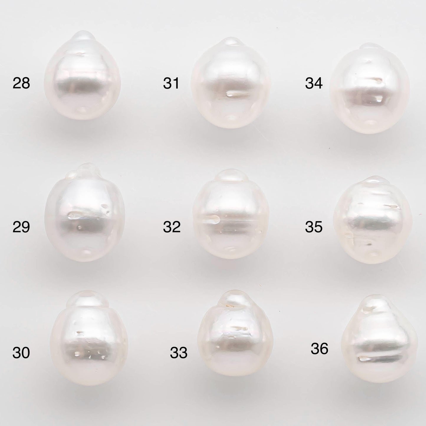 9-10mm Drop South Sea Pearl with High Luster and Natural White Color with Minor Blemish, Loose Single Pice Undrilled, SKU # 2547SS