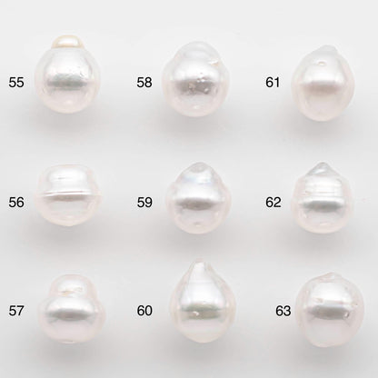 9-10mm Drop South Sea Pearl with High Luster and Natural White Color with Minor Blemish, Loose Single Pice Undrilled, SKU # 2547SS