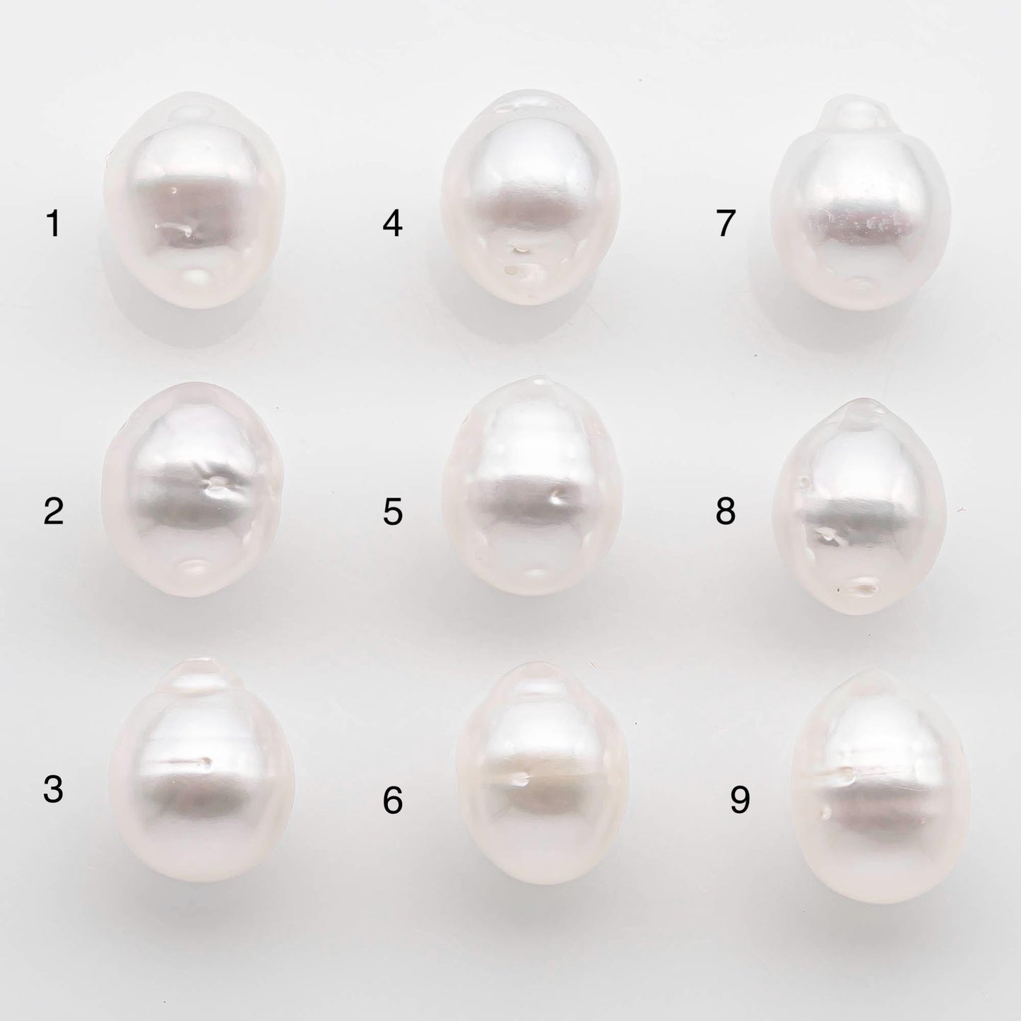 9-10mm Drop South Sea Pearl with High Luster and Natural White Color with Minor Blemish, Loose Single Pice Undrilled, SKU # 2547SS