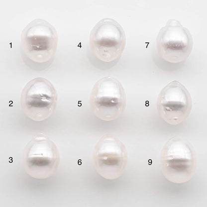 9-10mm Drop South Sea Pearl with High Luster and Natural White Color with Minor Blemish, Loose Single Pice Undrilled, SKU # 2547SS