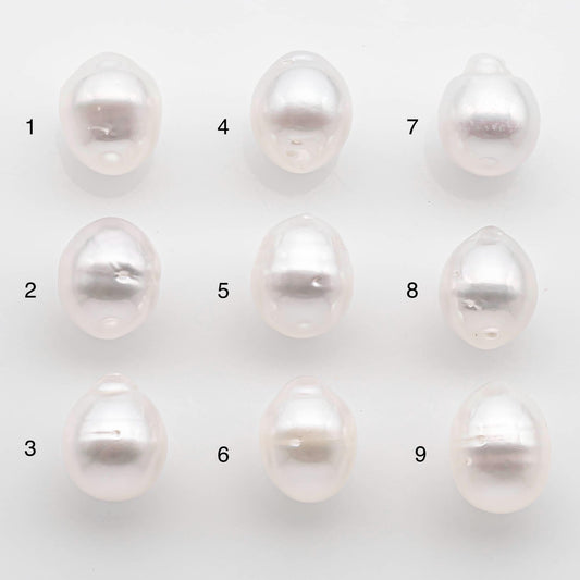 9-10mm Drop South Sea Pearl with High Luster and Natural White Color with Minor Blemish, Loose Single Pice Undrilled, SKU # 2547SS
