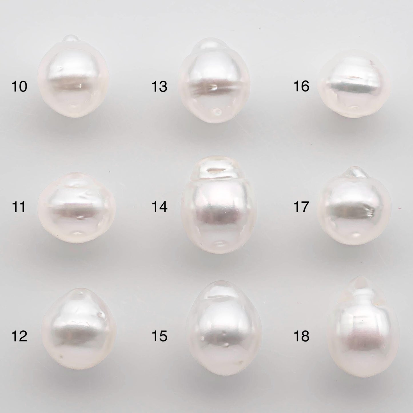 9-10mm Drop South Sea Pearl with High Luster and Natural White Color with Minor Blemish, Loose Single Pice Undrilled, SKU # 2548SS