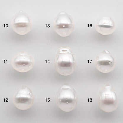 9-10mm Drop South Sea Pearl with High Luster and Natural White Color with Minor Blemish, Loose Single Pice Undrilled, SKU # 2548SS