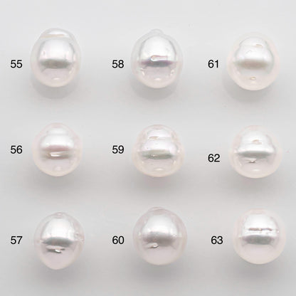 9-10mm Drop South Sea Pearl with High Luster and Natural White Color with Minor Blemish, Loose Single Pice Undrilled, SKU # 2548SS