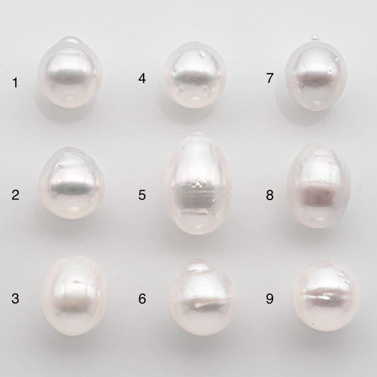 9-10mm Drop South Sea Pearl with High Luster and Natural White Color with Minor Blemish, Loose Single Pice Undrilled, SKU # 2548SS