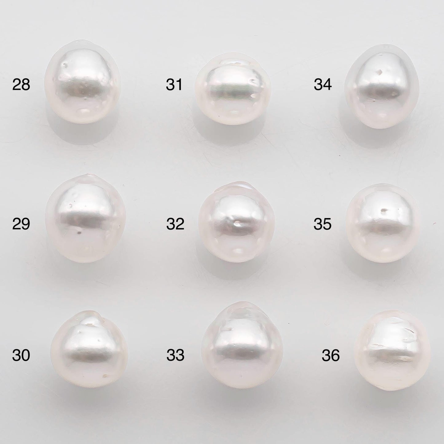 9-10mm Drop South Sea Pearl with High Luster and Natural White Color with Minor Blemish, Loose Single Pice Undrilled, SKU # 2549SS