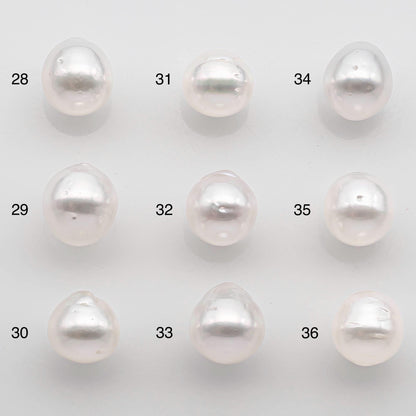 9-10mm Drop South Sea Pearl with High Luster and Natural White Color with Minor Blemish, Loose Single Pice Undrilled, SKU # 2549SS