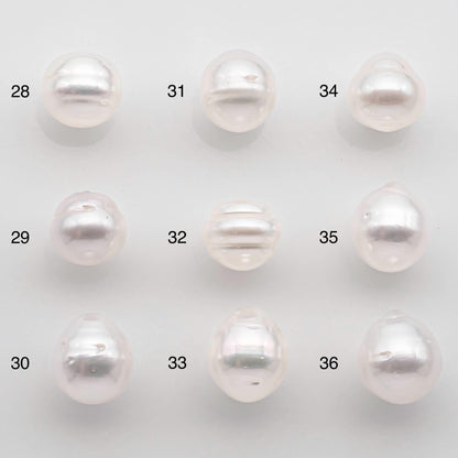 9-10mm South Sea Pearl Drop in Natural White Colors and Beautiful Luster with Minor Blemish, Undrilled Single Piece, SKU # 2550SS