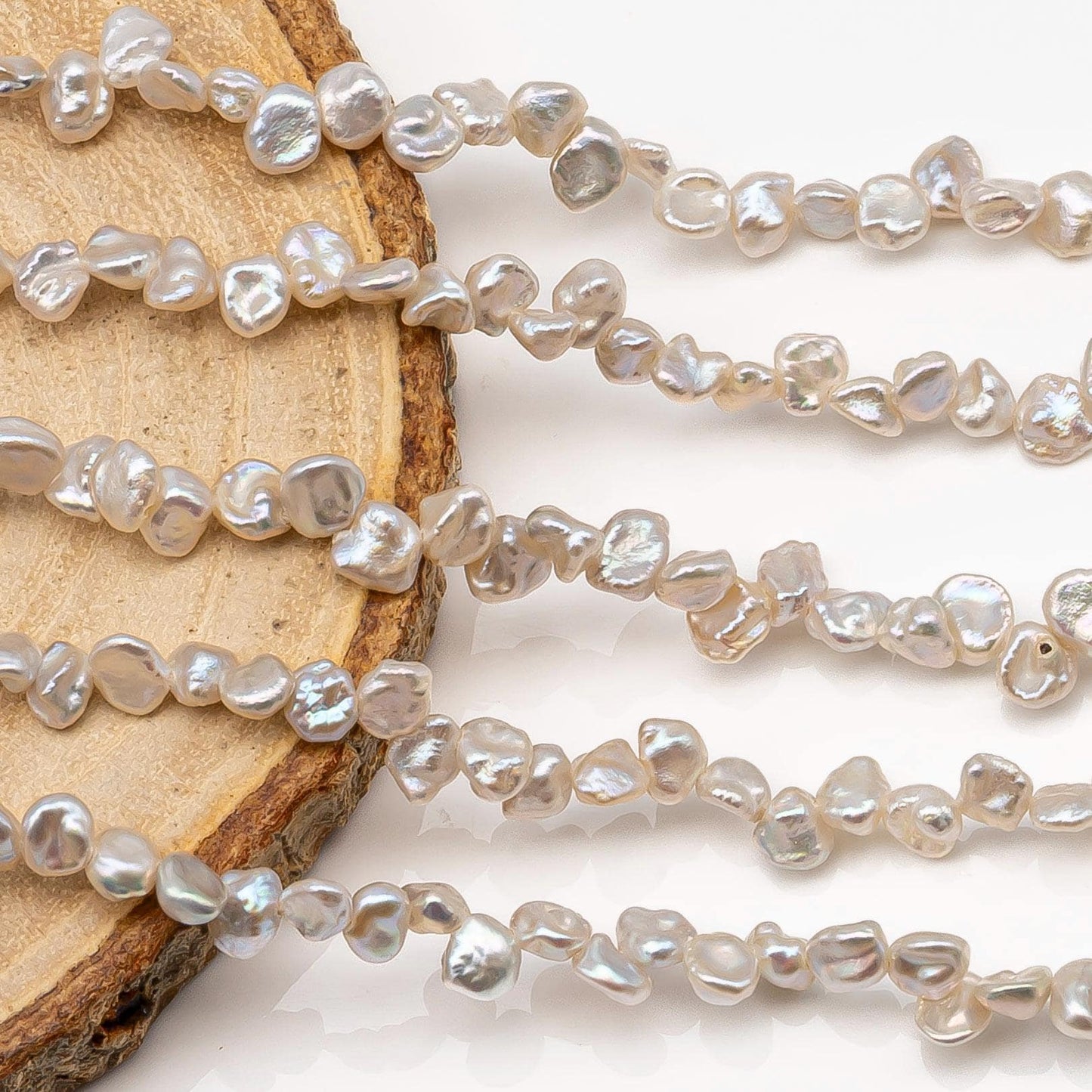 Tiny Keshi Pearls, Top Drill Freshwater Pearl, White 4-5mm, SKU #2500FW