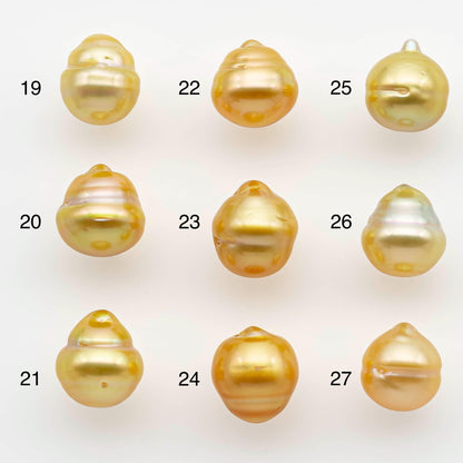 9-10mm South Sea Pearl, Gold Drop Single Piece Nondrilled with High Luster and Minor Blemishes for Jewelry Making, SKU # 2552GS