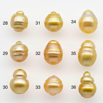 9-10mm South Sea Pearl, Gold Drop Single Piece Nondrilled with High Luster and Minor Blemishes for Jewelry Making, SKU # 2552GS