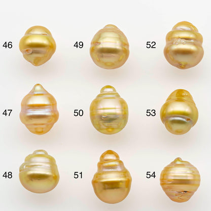 9-10mm South Sea Pearl, Gold Drop Single Piece Nondrilled with High Luster and Minor Blemishes for Jewelry Making, SKU # 2552GS
