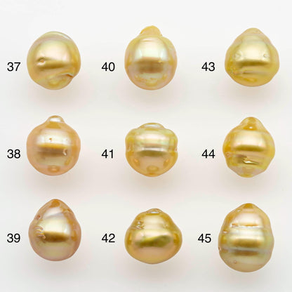 9-10mm South Sea Pearl, Gold Drop Single Piece Nondrilled with High Luster and Minor Blemishes for Jewelry Making, SKU # 2554GS