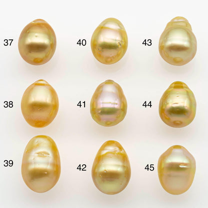 9-10mm South Sea Pearl, Gold Single Piece Nondrilled with High Luster and Minor Blemishes for Jewelry Making, SKU # 2555GS