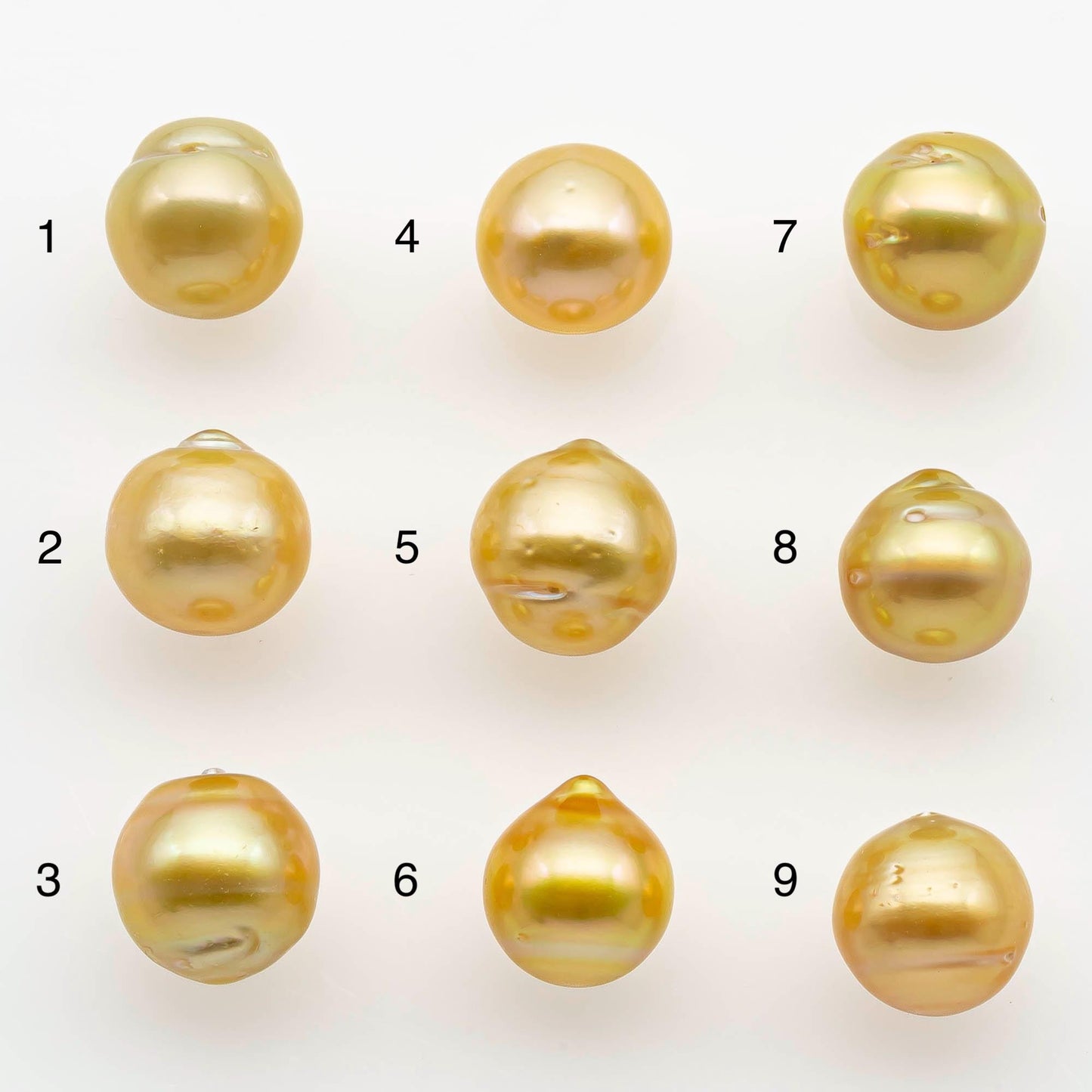9-10mm South Sea Pearl, Gold Single Piece Nondrilled with High Luster and Minor Blemishes for Jewelry Making, SKU # 2555GS