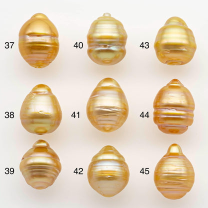 10-11mm South Sea Pearl, Gold Drop Single Piece Nondrilled with High Luster and Minor Blemishes for Jewelry Making, SKU # 2556GS
