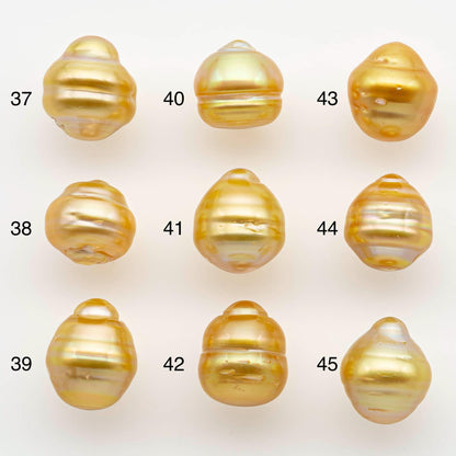 10-11mm South Sea Pearl, Gold Drop Single Piece Nondrilled with High Luster and Minor Blemishes for Jewelry Making, SKU # 2557GS