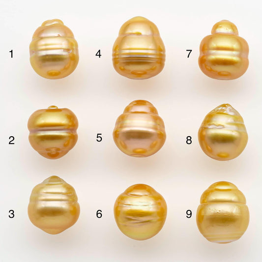 10-11mm South Sea Pearl, Gold Drop Single Piece Nondrilled with High Luster and Minor Blemishes for Jewelry Making, SKU # 2558GS