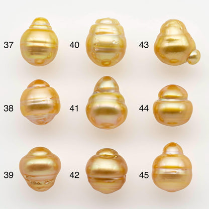 10-11mm South Sea Pearl, Gold Drop Single Piece Nondrilled with High Luster and Minor Blemishes for Jewelry Making, SKU # 2558GS
