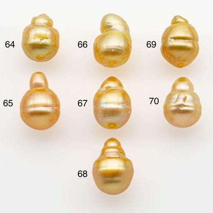 10-11mm South Sea Pearl, Gold Drop Single Piece Nondrilled with High Luster and Minor Blemishes for Jewelry Making, SKU # 2558GS