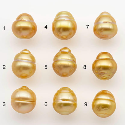 10-11mm South Sea Pearl, Gold Drop Single Piece Nondrilled with High Luster and Minor Blemishes for Jewelry Making, SKU # 2559GS