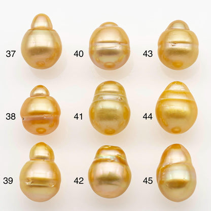 10-11mm South Sea Pearl, Gold Drop Single Piece Nondrilled with High Luster and Minor Blemishes for Jewelry Making, SKU # 2559GS