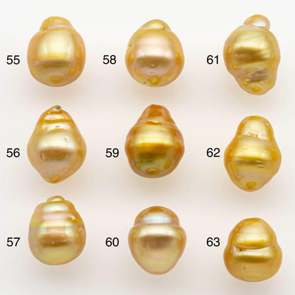 10-11mm South Sea Pearl, Gold Drop Single Piece Nondrilled with High Luster and Minor Blemishes for Jewelry Making, SKU # 2560GS
