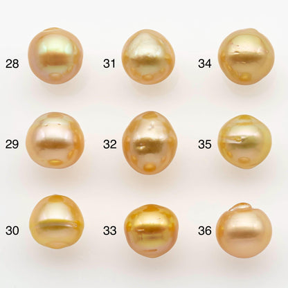 10-11mm South Sea Pearl, Gold Drop Single Piece Nondrilled with High Luster and Minor Blemishes for Jewelry Making, SKU # 2561GS