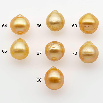 10-11mm South Sea Pearl, Gold Drop Single Piece Nondrilled with High Luster and Minor Blemishes for Jewelry Making, SKU # 2561GS