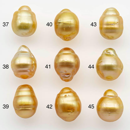 10-11mm South Sea Pearl, Gold Drop Single Piece Nondrilled with High Luster and Minor Blemishes for Jewelry Making, SKU # 2562GS