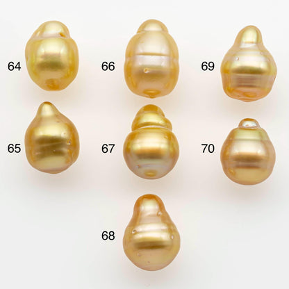 10-11mm South Sea Pearl, Gold Drop Single Piece Nondrilled with High Luster and Minor Blemishes for Jewelry Making, SKU # 2563GS
