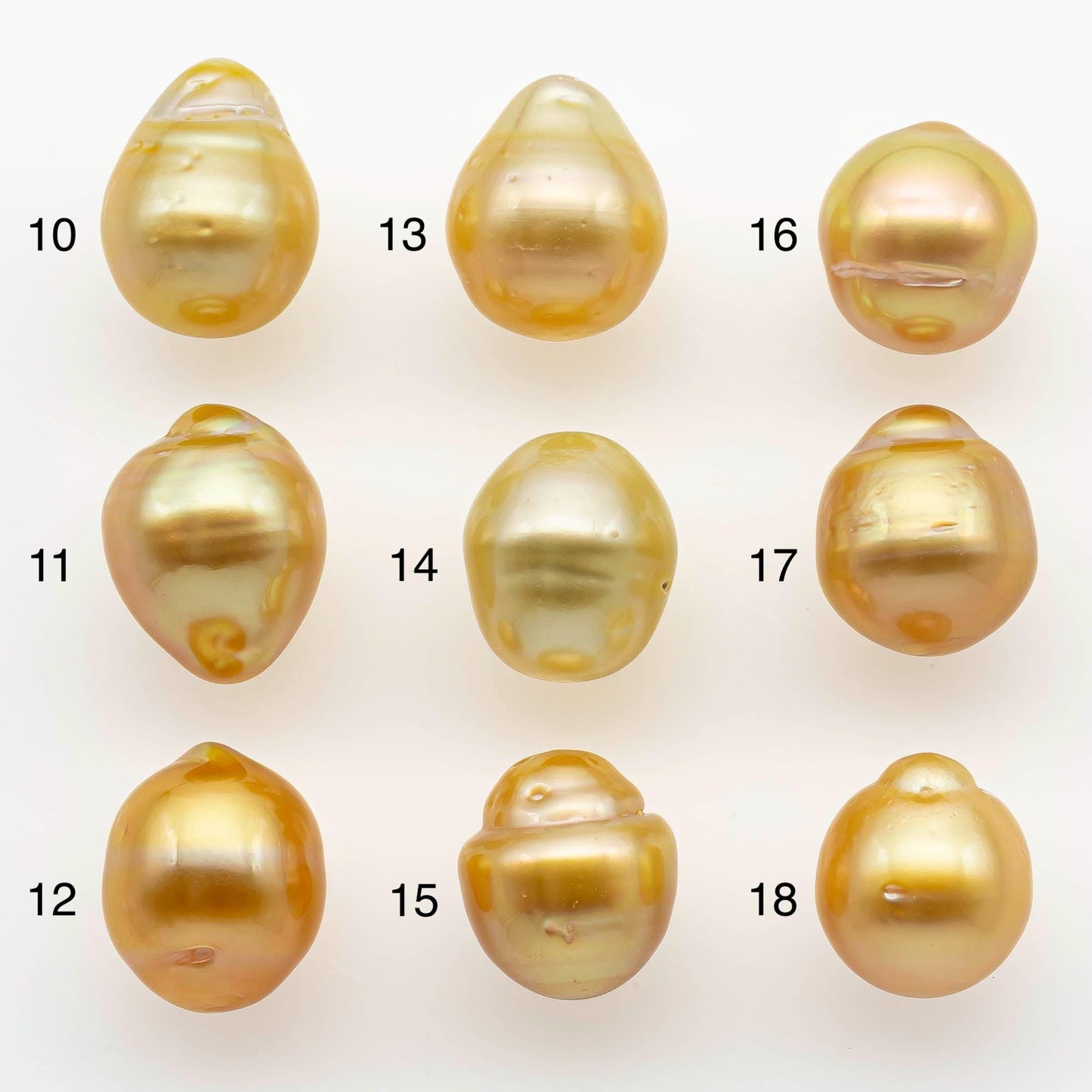 10-11mm South Sea Pearl, Gold Drop Single Piece Nondrilled with High Luster and Minor Blemishes for Jewelry Making, SKU # 2564GS